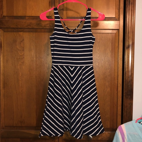Charlotte Russe Dresses & Skirts - Charolette Russe Striped Dress Navy Blue and White